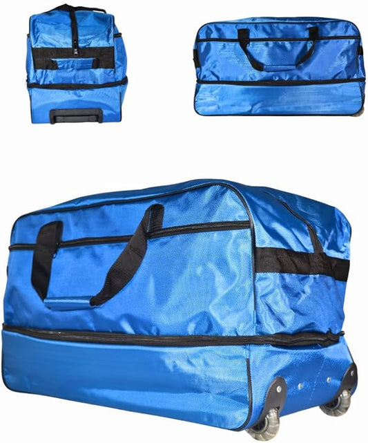 Rolling Duffel Bag Foldable Expandable Weekender Travel 28" (Blue)