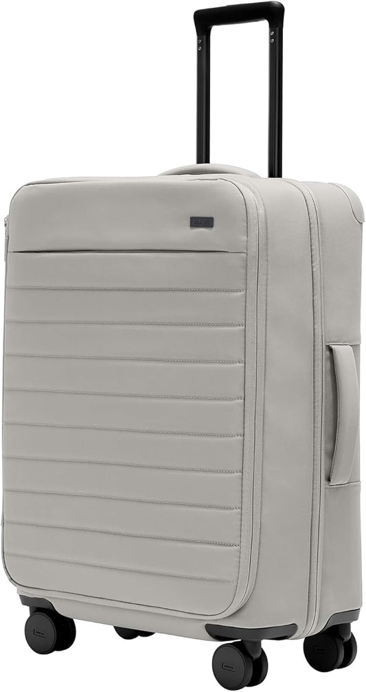 Away Softside Medium Checked Suitcase, 26 Inch Lightweight, Expandable Luggage For Men & Women, Durable Nylon Exterior, TSA Approved Lock, Ideal For Trips 1-2 Weeks, Cloud Gray