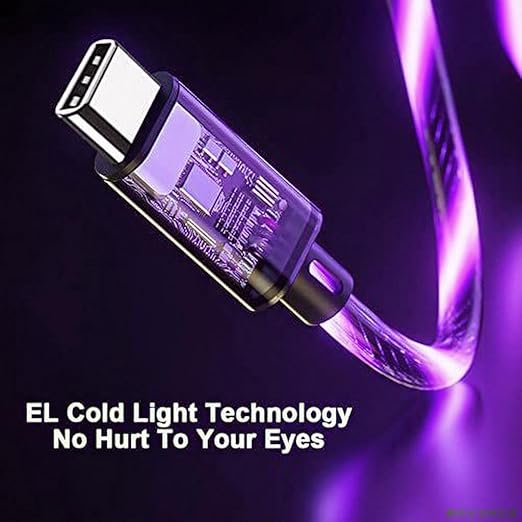 USB Cable PD Fast Charger Lighted Up (USB C to C Purple),Mobile Phone Data Cable, Charging Cable, Supports Data Transfer, 39-inch, TPE Material, Compatible with Almost All Type-C Devices.
