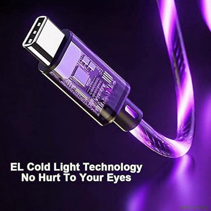 USB Cable PD Fast Charger Lighted Up (USB C to C Purple),Mobile Phone Data Cable, Charging Cable, Supports Data Transfer, 39-inch, TPE Material, Compatible with Almost All Type-C Devices.