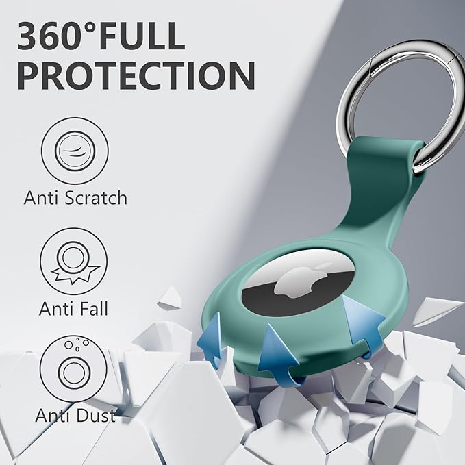 Lerobo Flower Engraved AirTag Holder Compatible with Apple AirTags 4 Pack for Kids Soft Silicone AirTag Case with Keychain Protective Air Tags Dog Collar Cute Air Tag Holder for Bags Keys Trackers