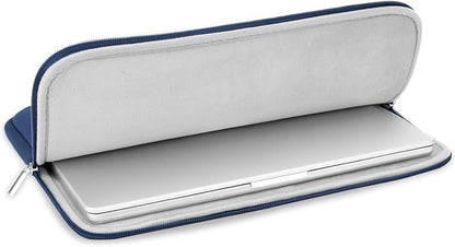 RAINYEAR Laptop Sleeve Case Compatible with 13.3 Inch Notebook Computer Chromebook 14" MacBook Pro/Max M1 M2 M3 M4 M5 Soft Bag Protective Cover with Accessories Pouch (Navy Blue, Upgraded Version)