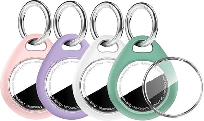 Holder for Air Tags-4 Pack for Apple for AirTag Holder Keychain, Waterproof TPU Shell Protective Case with Keychain, for Air tag Accessories for GPS Item Finder Tracker,Pink/Purple/White/Green