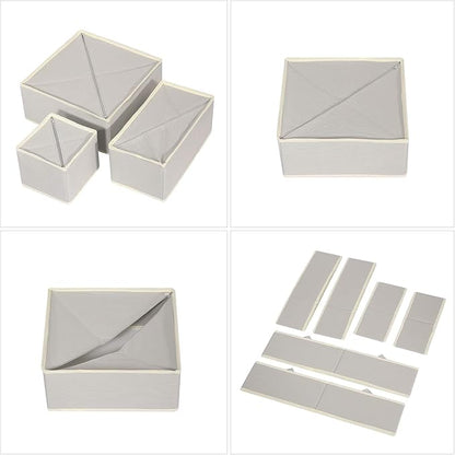 9 Pack Foldable Drawer Organizer Dividers Cloth Storage Box Closet Dresser Organizer Cube Fabric Containers Basket Bins for Underwear Bras Socks Panties Lingeries Nursery Baby Clothes Gray
