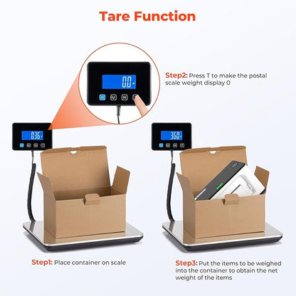 MUNBYN Shipping Scale, 440lb/1.8oz Digital Postal Scale for Packages with Hold/Tare Function, Backlit LCD, Battery & Cable Included, Postage Scale for Small Business, Packages, Luggage, and Home Use