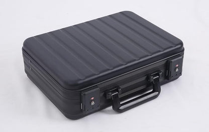 Black Aluminum Money Briefcase for Cash Metal Cases for Men Business Attache Hardside Case Dual Combination Locks with Foam