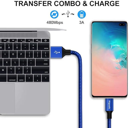 etguuds USB to USB C Cable 3.3ft, 2-Pack USB A to Type C Charger Cord Fast Charging for Samsung Galaxy A17 A16 A15 A26 A36 A56, S25 S24 S23 S22 S21 S20 S10 Note 20, for iPhone 17 16 15, Moto, Blue