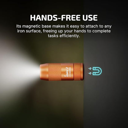 OLIGHT IMINI 2 EDC Rechargeable Keychain Flashlight, 50 Lumens Compact and Portable Mini LED Keyring Lights with Built-in Battery Ideal for Everyday Carry and Emergencies (Orange)
