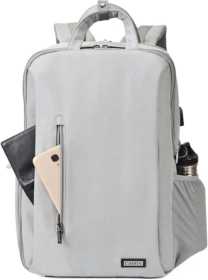 CADeN Camera Backpack w/ 15.6" Laptop Compartment, USB Charge Port, Tripod Holder, Rain Cover Compatible for Sony Canon Nikon