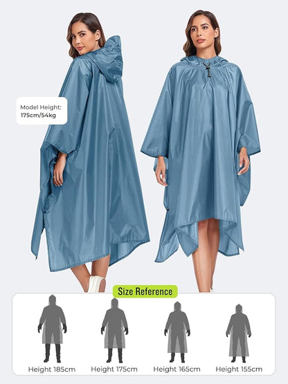SaphiRose Hooded Rain Poncho Waterproof Raincoat Jacket for Men Women Adults