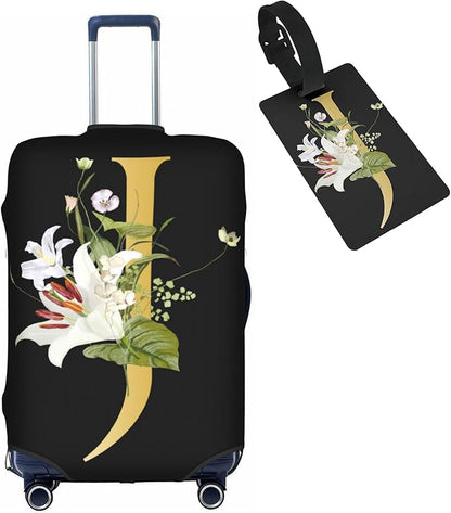 Decorative J Suitcase Protectors Elastic Washable Luggage Covers With Concealed Zippers For 18-32 Inch Luggage (Size L: Fits 25-28 Inch)