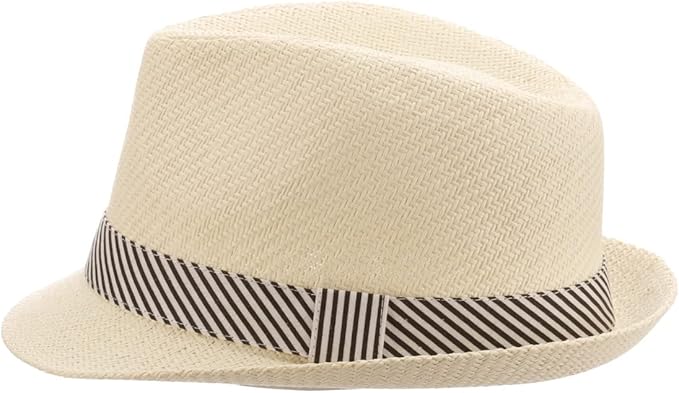 Panama Jack Women's Fedora Hat - Soft Matte Toyo Straw, Striped Cotton Hat Band, Inner Sweatband, 1 3/4" Brim