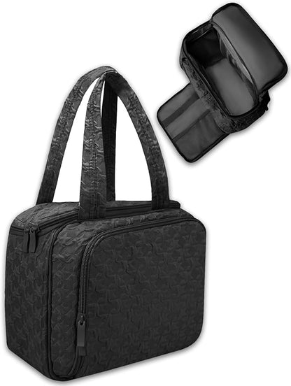 SMONT Travel Toiletry Bag for Women Hanging Makeup Organizer Toiletry Bag Essentials for Women Makeup Bag/Big Compartment, Waterproof,with Multiple Pockets, Ideal for Travel, Gym, School, Black