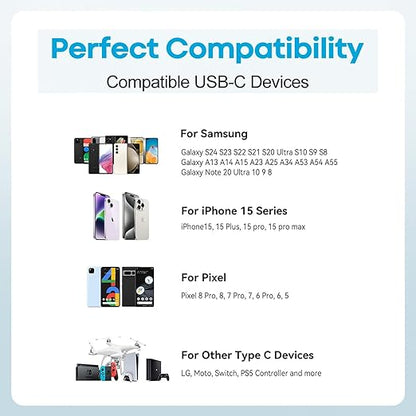 USB Cable PD Fast Charger Lighted Up (USB A to C Blue),Mobile Phone Data Cable, Charging Cable, Supports Data Transfer, 39-inch, TPE Material, Compatible with Almost All Type-C Devices.