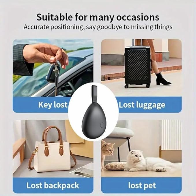 GPS Tracker for Vehicles, Mini Tracking Device for Vehicles, Car Tracker Device Hidden No Subscription Work with Find My (iOS Only), Key Finder, for Kids, Dogs, Luggage, Bag (Black, 4 Pack)