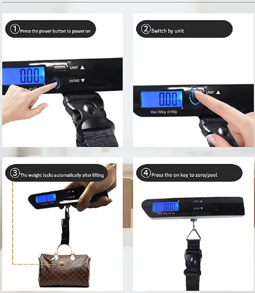 Luggage Scale with Baggage Tags Included Digital HD LCD Display 110 lb/50 kg Capacity Weight Luggage Scale for Heavy Baggage Digital Baggage Weight Scales for Small to Large Size Bag Battery Included
