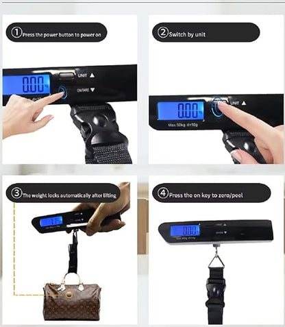 Luggage Scale with Baggage Tags Included Digital HD LCD Display 110 lb/50 kg Capacity Weight Luggage Scale for Heavy Baggage Digital Baggage Weight Scales for Small to Large Size Bag Battery Included
