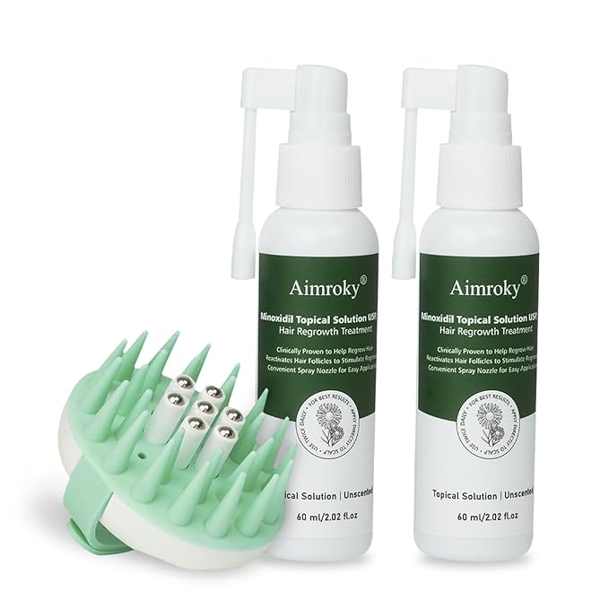 5% Minoxidil Hair Regrowth Treatment Kit for Men and Women, Minoxidil Spray Topical Solution with Scalp Massager for Hair Loss | Thinning | Hair Regrowth, Men Beard Growth Spray Kit