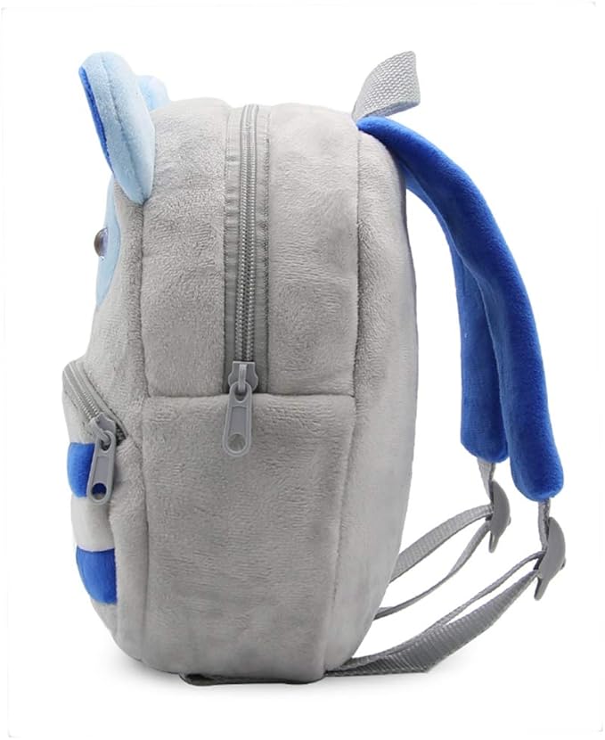 KISSOURBABY 3D Cute Cartoon Little Plush Baby Backpack Baby Toy Bag(Raccoon)