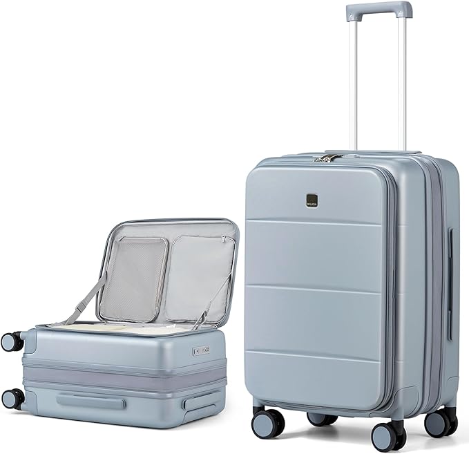 MILADA 24 Inch Expandable Top Opening Luggage with Spinner Wheels Medium Checked Suitcase with Wheels Hard Shell Trunk Suitcase TSA Approved Luggage for travel, Grey