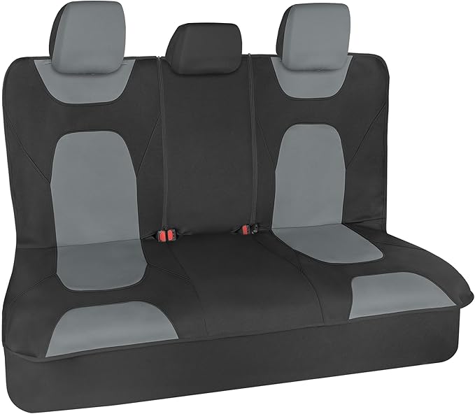 Motor Trend Waterproof Car Seat Covers Full Set – Black & Gray Seat Covers for Car Front & 60/40 Split Back Bench - Carseat Cover for Trucks, SUV - Universal Fit for Most Regular Size Vehicles