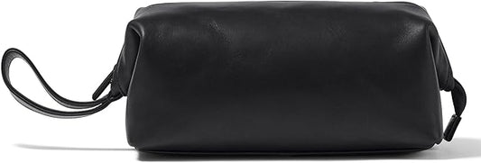 Leatherology Premium Black Oil Framed Toiletry Bag - Wide-mouth zippered opening, interior and exterior zippered compartments, compact and functional