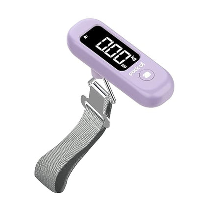 pack all 110 Lbs Luggage Scale, Digital Handheld Baggage Scale, Travel Suitcase Weight Scale with LCD Display, Battery Included, Purple