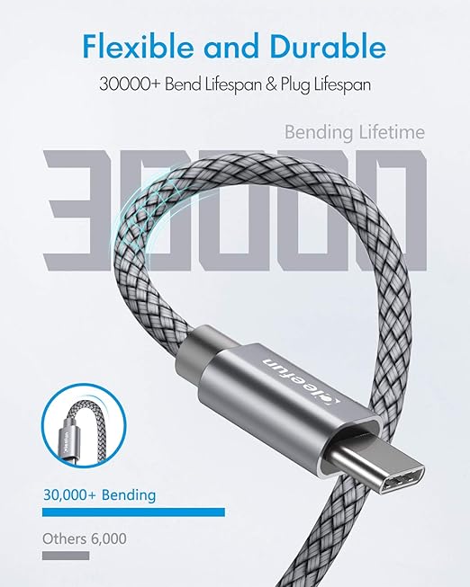 CLEEFUN Short USB C to USB C Cable 60W, USBC to USBC, [5-Pack, 1 ft] Type C to C Charger Cord Fast Charging for iPhone 16 15 Pro Max/Plus, for Samsung Galaxy S24 S23, for iPad/MacBook Pro/Air