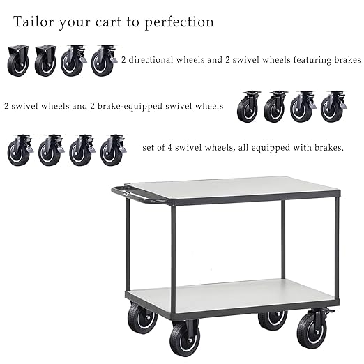 Heavy Duty 8 Inch Caster Wheels Set of 4 Industrial Swivel Locking Casters with Brake 3200 Lbs Load Capacity Rubber Wheels for Cart, Furniture, Workbench Outdoor Black Castors, Includes Bolts & Screws