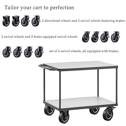 Rigid 8 Inch Caster Wheels Set of 4 Heavy Duty Industrial Swivel Locking Casters 3200 Lbs Load Capacity, Fixed Black Rubber Wheels for Cart, Furniture, Workbench - Bolts & Screws Included…