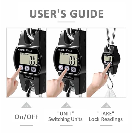Digital Hanging Crane Scale 660LB/300KG， Deer Hunting Scales, Farm,Fishing, Fish, Meat，Game,Luggage Scale with Hold/Tare