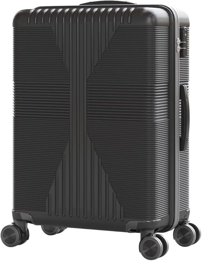 Karl home 28" Check-in Luggage, PP Hardside Checked Medium Suitcase with Wheels, Waterproof Durable Rolling Luggage with Built-in Lock for Travel Business, Dark Grey
