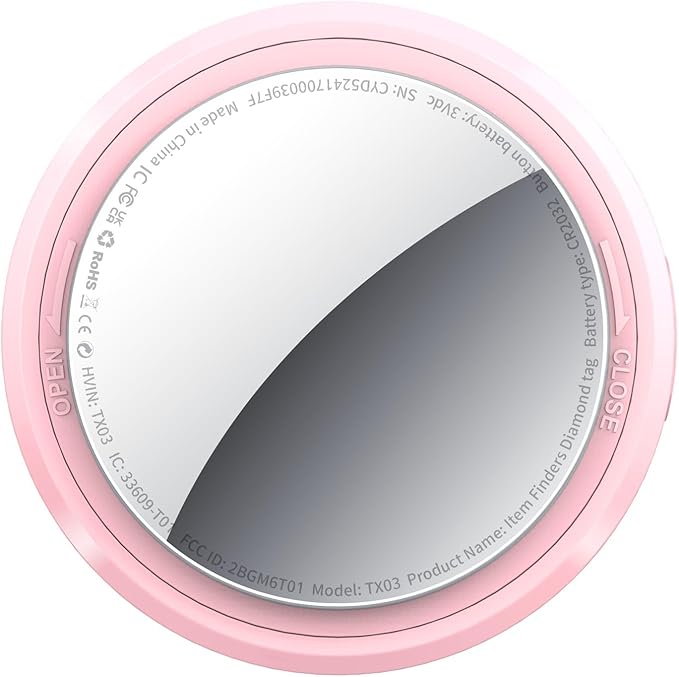 Air Tracker Tag-1 Pack - Bluetooth Tracker Work with Apple Find My (iOS 14.6 Above Only), Replaceable Battery, with with Protective Case/Keychain/Lanyard, Light Pink