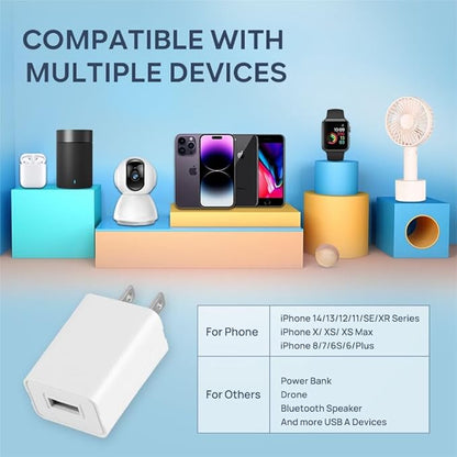 Wall Charger Cube 5V1A USB Power Supply Charging Block Universal Wall Plug Brick Portable Travel Fast Charger Power Adapter for iPhone, Samsung Galaxy, LG (2PCS-White)