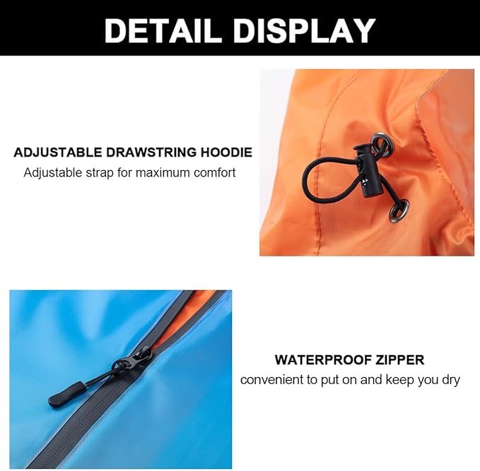 Fashion Hooded Rain Poncho Waterproof Raincoat Jacket with pocket for Women/Men/Adult