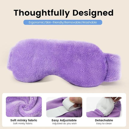 Heated Eye Mask for Dry Eyes, Steam Warm Compress for Dry Eyes, Work with Relieve, Blepharitis & Stye Treatment (Purple)