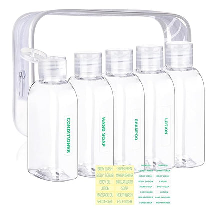 Cosywell Travel Shampoo Bottles 5pcs 3.4oz TSA Approved Travel Bottles for Toiletries Leak Proof Small Plastic Squeeze Bottle Refillable Lotion Containers with Flip Cap(Clear)