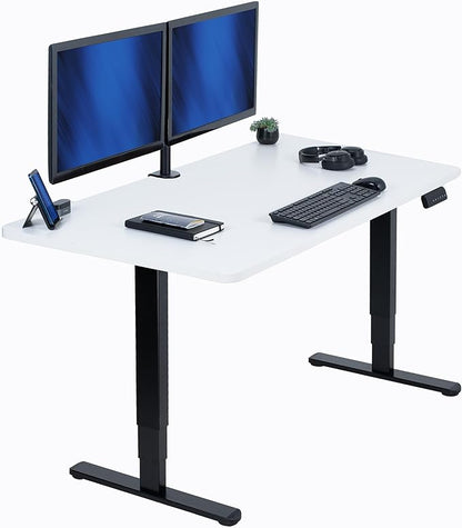 VIVO Electric 55 x 28 in Dual Motor Sit Stand Desk, Memory Height Adjustment, 2B Series, White Top Black Frame, DESK-KIT-2B55W