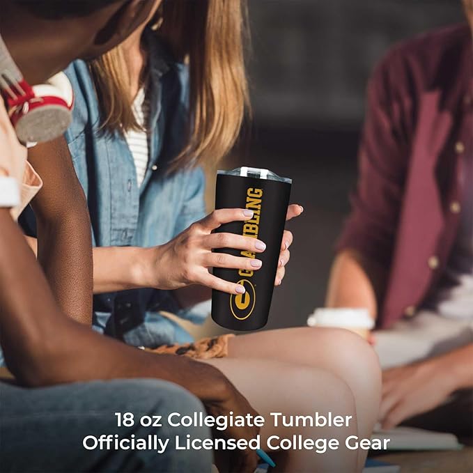 Campus Colors NCAA Stainless Steel Tumbler perfect for Gameday - 18 oz - Double Walled - Keeps Drinks Perfectly Insulated (Grambling State University - Black)