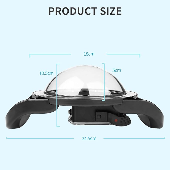 SHOOT Dome Port for GoPro Hero 13/12/11/10/9 Black - Upgraded Coating Film for Anti-Scratch, Dual Handle Stabilizer Floating Grip, Overall Waterproof Case - Shoot Over Underwater Photos/Videos