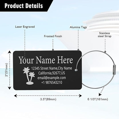 Luggage Tags for Suitcase - Personalized Engraved Metal Tag for Cruise Travel - Custom Name Tags Suitable for Bags and Backpacks(Green)