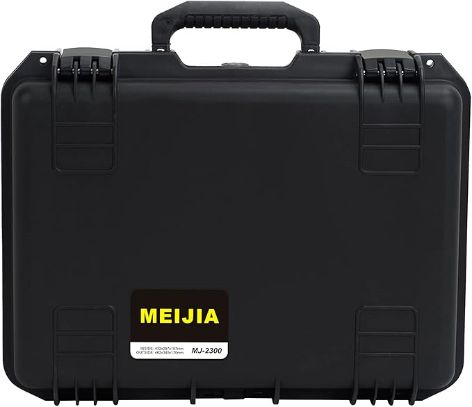 MEIJIA Premium Waterproof Hard Compact Camera Case with customizable fit foam,Full Protection with Light&Convenient Design,18.3"x13.4"x6.7",Elegant Black