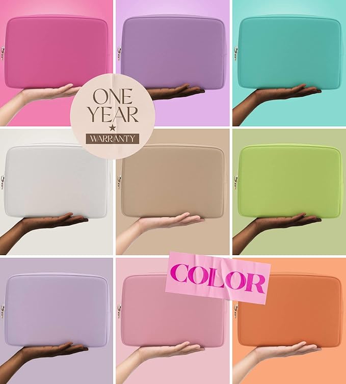 Embla Makeup Bag Travel Cosmetics Pouch and Toiletry Bag, Nylon Zipper Pouch Purse, Cute Make Up Organizer Storage Tote for Women Girls, Waterproof Travel Skincare Case, Large Makeup Bags, Lilac