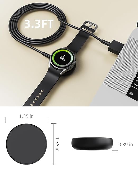 3.3FT for Samsung Galaxy Watch Charger Compatible with Watch 8/8 Classic/Ultra/7/6/6 Classic/5/5 Pro/4/4 Classic/3/Active/FE USB A Magnetic Fast Charging