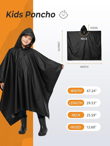 SaphiRose Hooded Rain Poncho Waterproof Raincoat Jacket for Men Women Adults