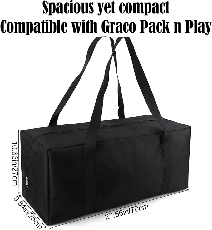 Carry Bag for Graco Pack n Play, Oxford Cloth Foldable Duffle Bag with Zipper and Handle for Travel and Storage Accessories