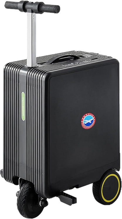 Smart Rideable Carry-On Luggage, Rideable luggage-Roller Suitcase with 100 Wh Removable Battery, Zipperless Hardside Cabin Luggage with ABS+PC hardshell,USB Port, Airline-Approved 22 in