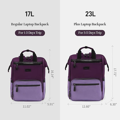 Timeet Laptop Backpack for Women Men, 15.6 Inch Travel Backpack with USB Charging Port, Water Resistant & Anti-theft for Work College Business, Multifunctional Carry on Backpack, Dark Purple