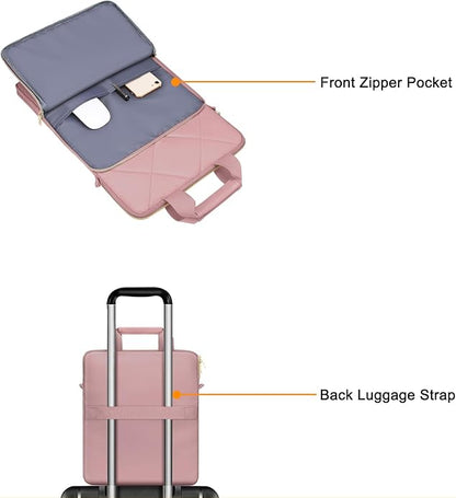 MOSISO Vertical Laptop Shoulder Bag,Computer Bag,Rhombus Quilted Messenger Bag with Front Pocket&Handle&Belt