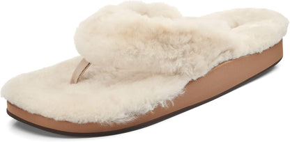OLUKAI Kipe'a Heu Women's Sandal Slippers, Soft & Comfortable Shearling-Wrapped Straps, Durable Rubber Outsoles for All-Day Wear, Causal & Cute Everyday Style